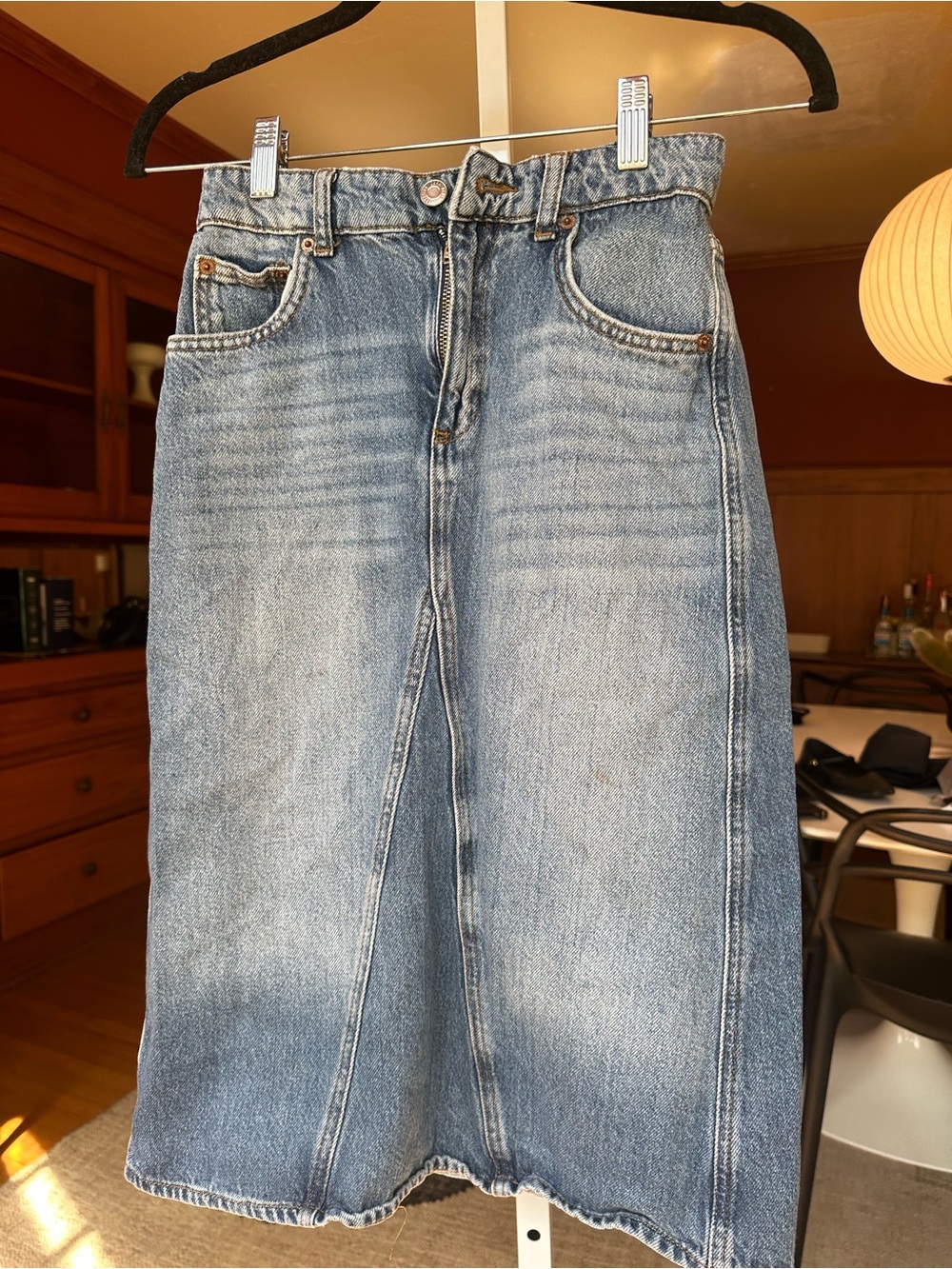 Kids Zara Light Blue Denim Midi Skirt